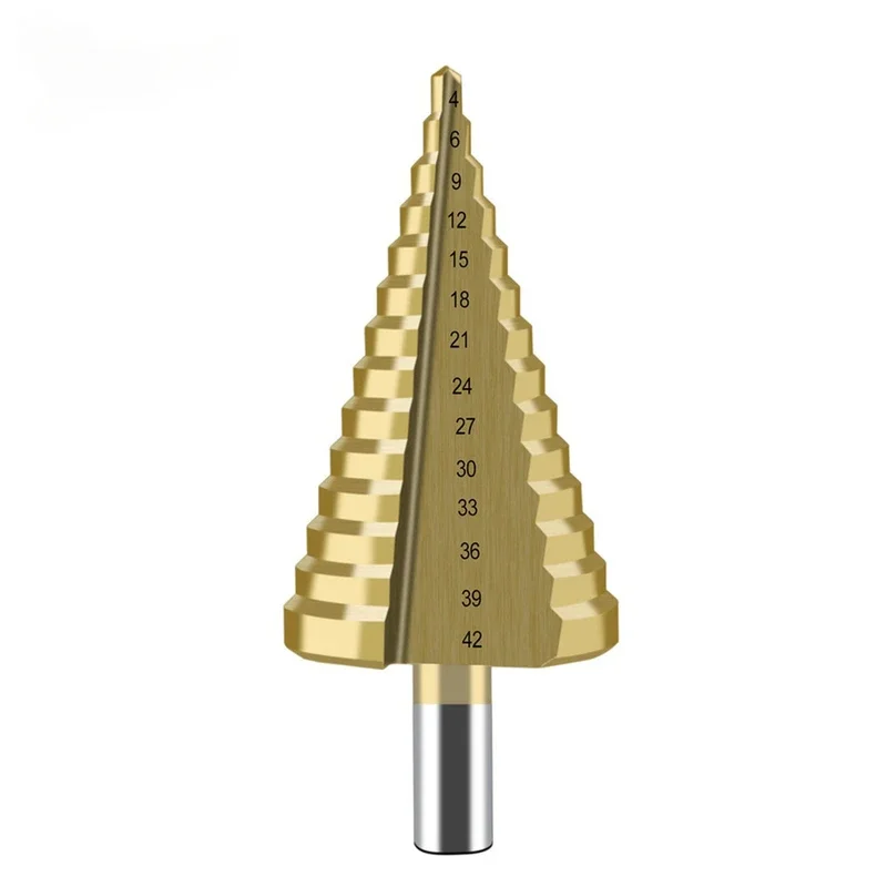 

1PC 4-42mm Step Drill Bit Set Titanium Straight Flute Milling Cutter for Woodworking Wood Aluminium Metal Sheet Core Hole Opener