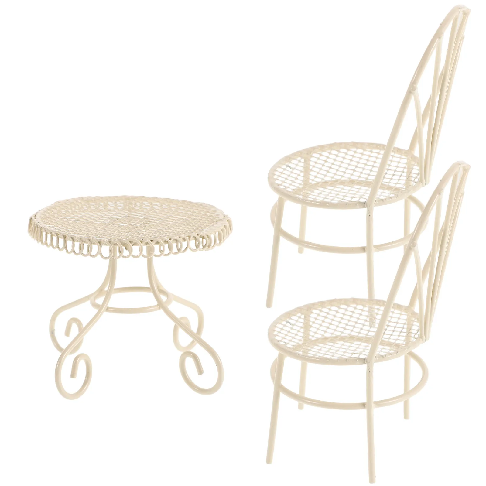 

1Set Miniature Garden Furniture Set Exquisite Small Table Chair for Desktop Decoration Home Garden Landscape Photography Prop