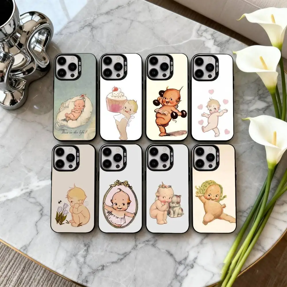 

K-Kewpie Cute A-Angel baby C-Clear Phone Case For iPhone17,16,15,14,13,12,11 Plus,Pro Max Candy Silver Plated Inside Cover