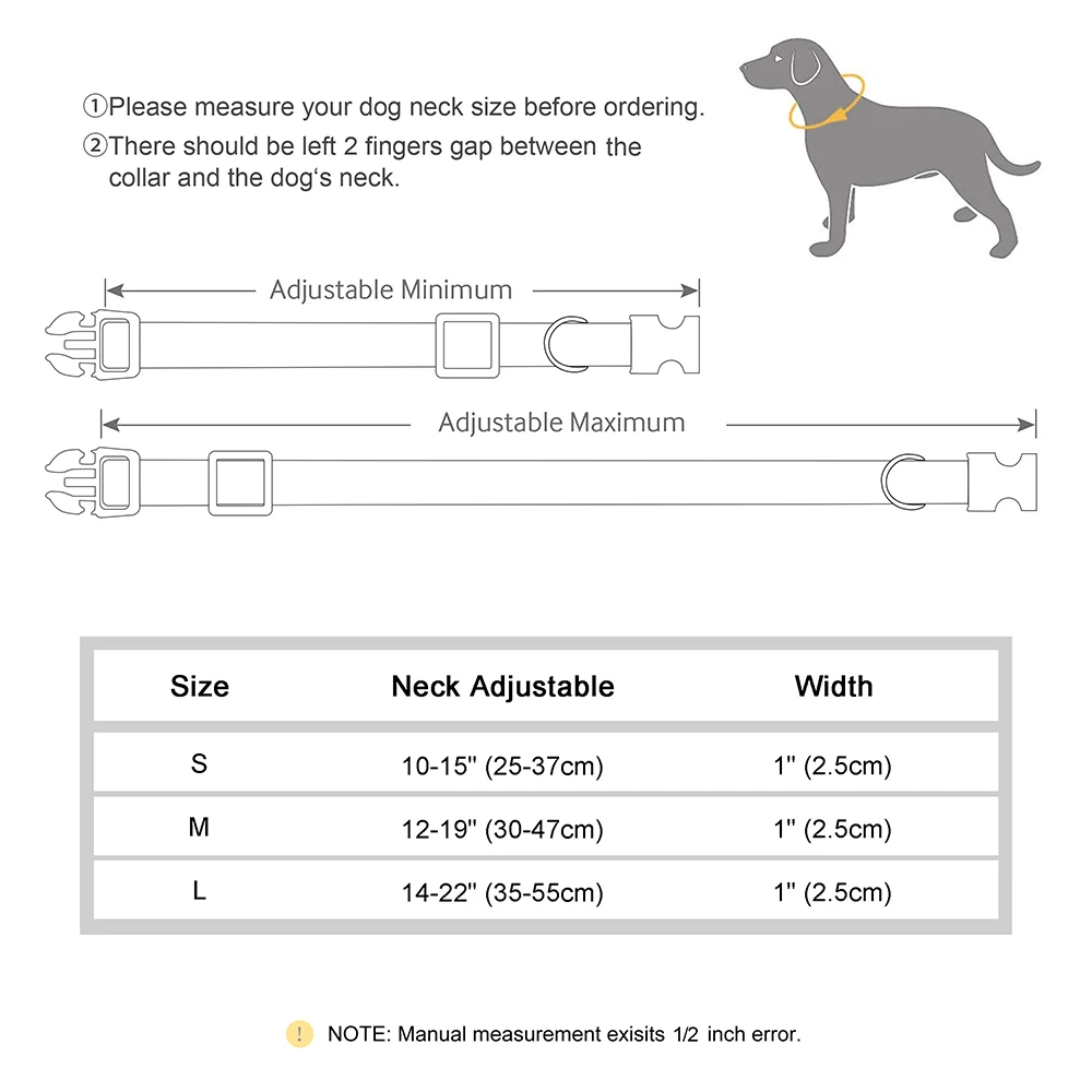 나일론 개 목걸이 PersonalizedDog ID 고리 Anti-lost 무료 수 놓은 이름 전화 번호 소형 중형 대형견 용 조절 가능