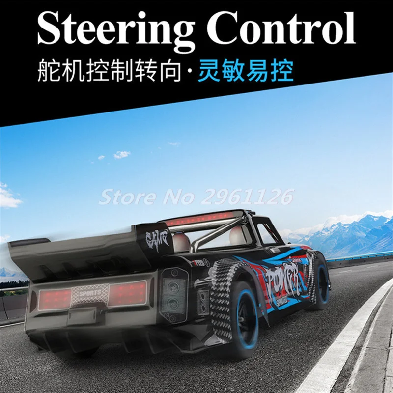 1:10 Flat Running Style Remote Control Car 60KM/H 4WD Ball Bear Alloy Gear Natural Rubber Tires Cool LED Light Brushless RC Car