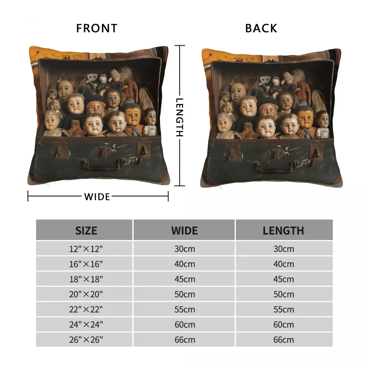 China Doll Porcelain Square Pillowcase Polyester Linen Velvet Pattern Zip Decor Home Cushion Cover