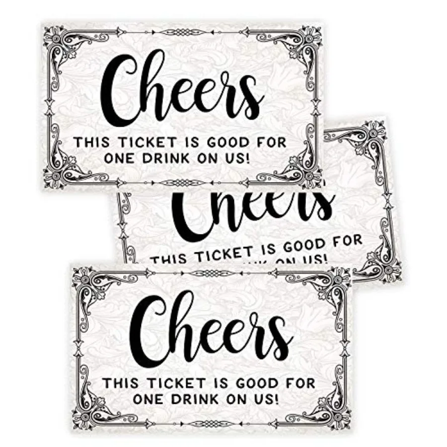 50 تذكرة للمشروبات المجانية - تذاكر مشروبات الحفلات لحفلات الزفاف والمناسبات والعمل وحفلات العمل. كحول نبيذ البيرة المجاني واحد #1