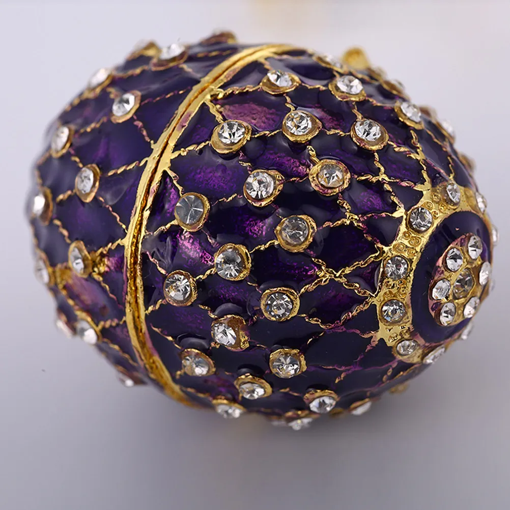 

1Pcs Jewelry Box Alloy Rhinestone Enamel Egg Shape Small Trinket Case Jewelry Storage Organizer for Home Women Gift