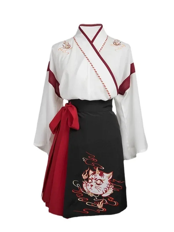 Hanfu สไตล์โบราณองค์ประกอบจีนความยาวเอวกระโปรงสั้นปรับปรุงสำหรับผู้ใหญ่ของผู้หญิงทุกวันชุดสไตล์จีนโบราณ