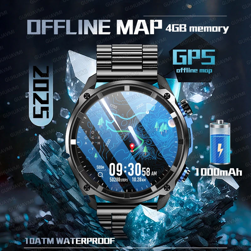 

New Men Watch GPS Military Offline map Smartwatch 1000mAh Battery 10ATM Waterproof 4GB Video HD Call Outdoor Sport Swim Watches