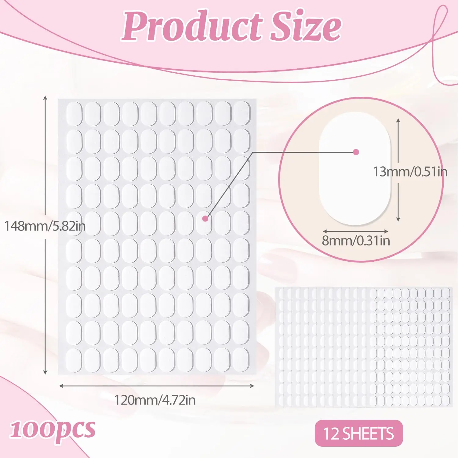 100/200/300/600pcs Clear Double Sided Nail Tape, Strong Adhesive Sticky Tabs for Nail Stand & Press On Nail Display