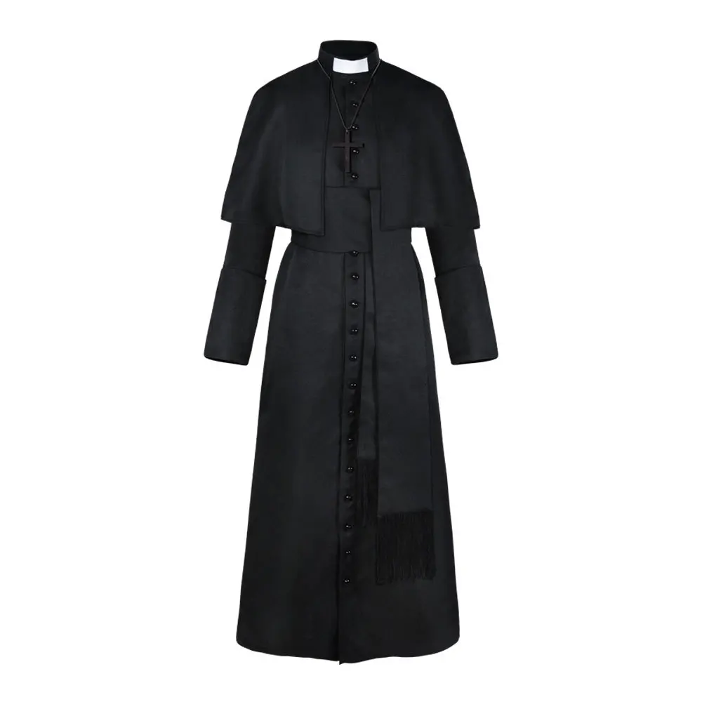 Traje Cosplay do Clero Lendário, Veste Cosplay com Cintura Trajes Medievais de Clérigo, Traje de Sacerdote Romano para Homens e Mulheres