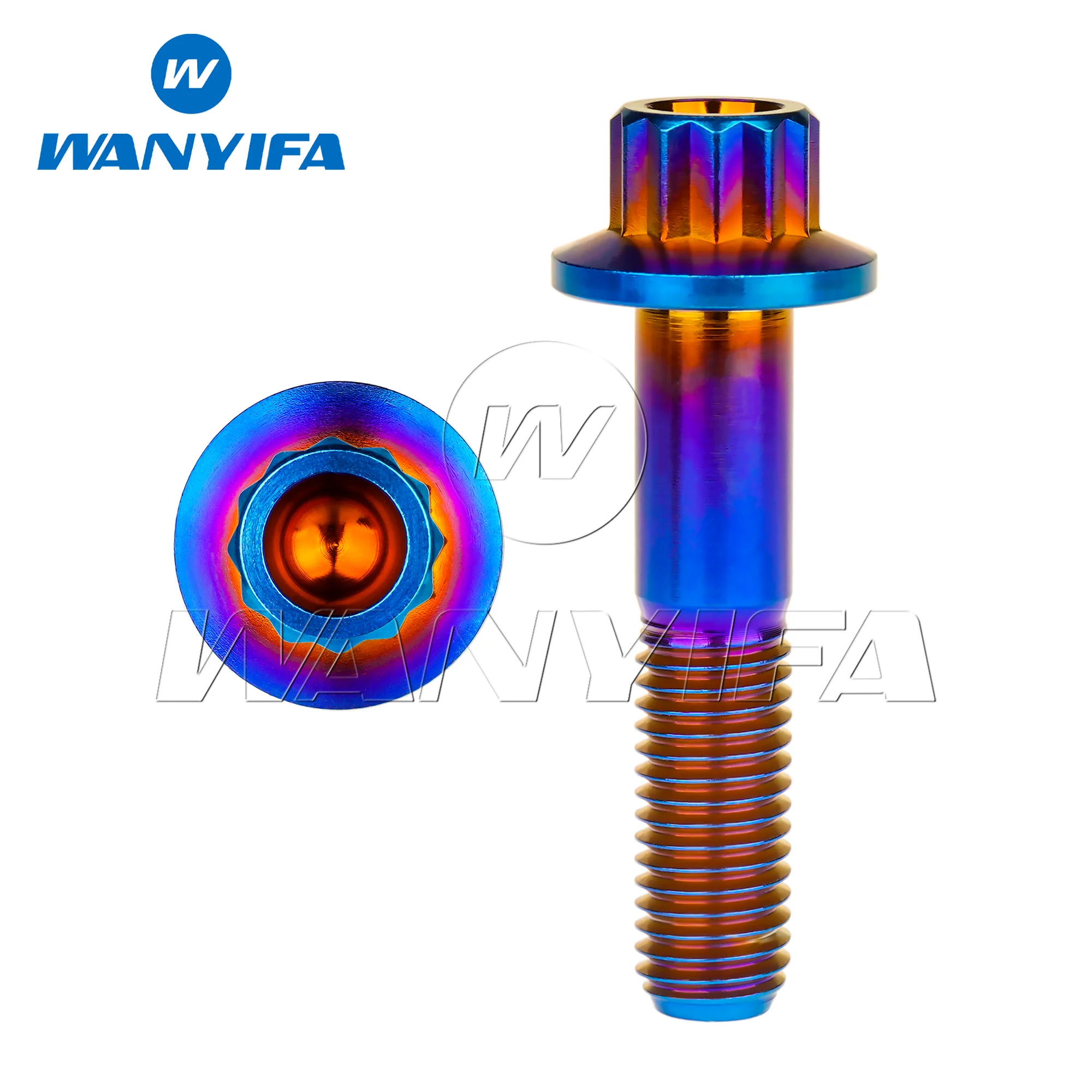 Wanyifa parafusos de titânio m7x24/32mm /m8x32mm 12 parafusos de ângulo com passo 1.0mm/1.25mm para peças de conversão de roda automotiva