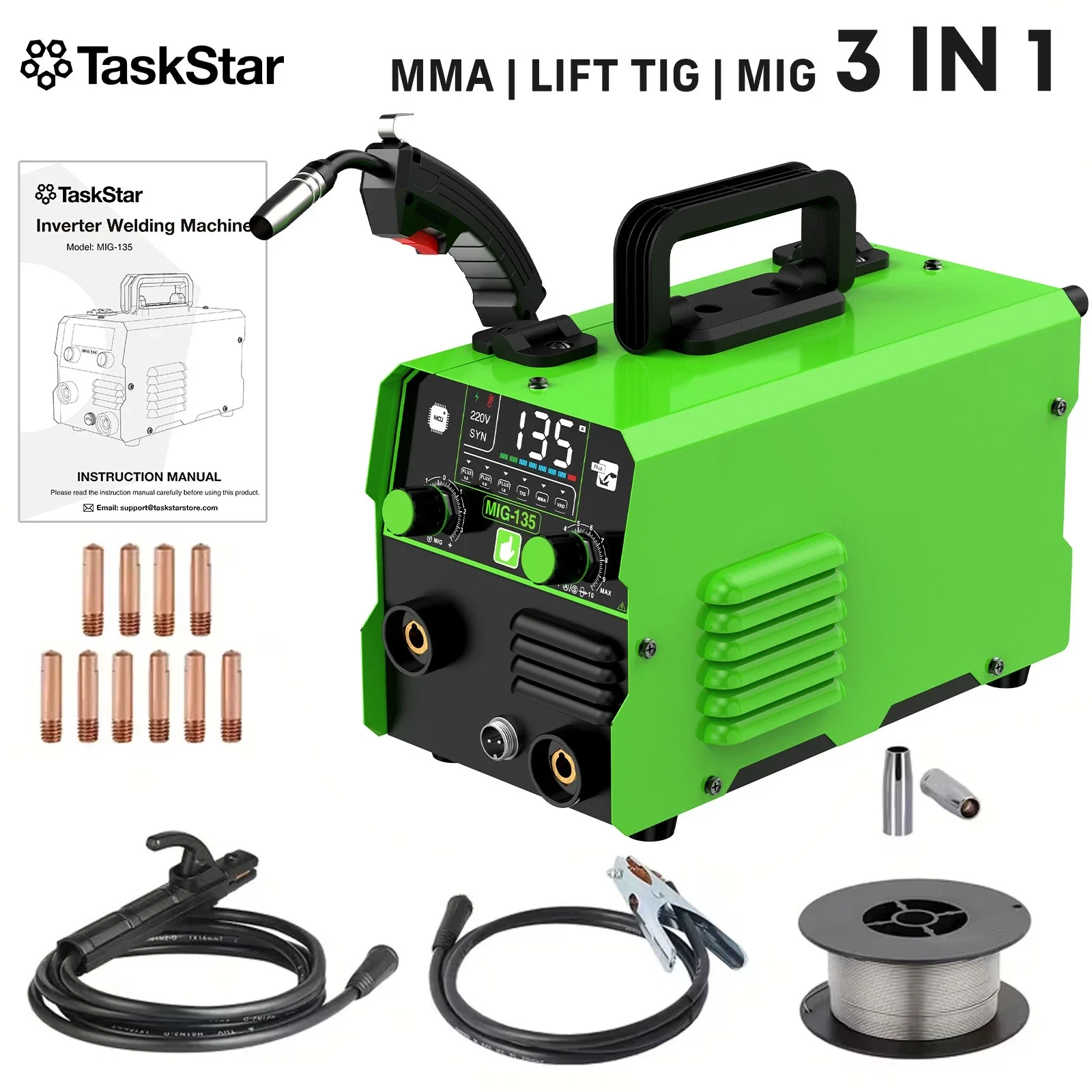 Portable Welding Generator - Machine à souder TaskStar MIG-135 3-en-1,