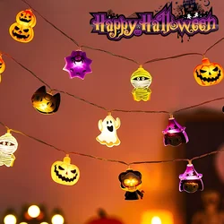 Halloween LED Color Lights Grim Reaper Black Cat Pumpkin Lights String Holiday Horror Ghost Festival Decoration Ambient Light