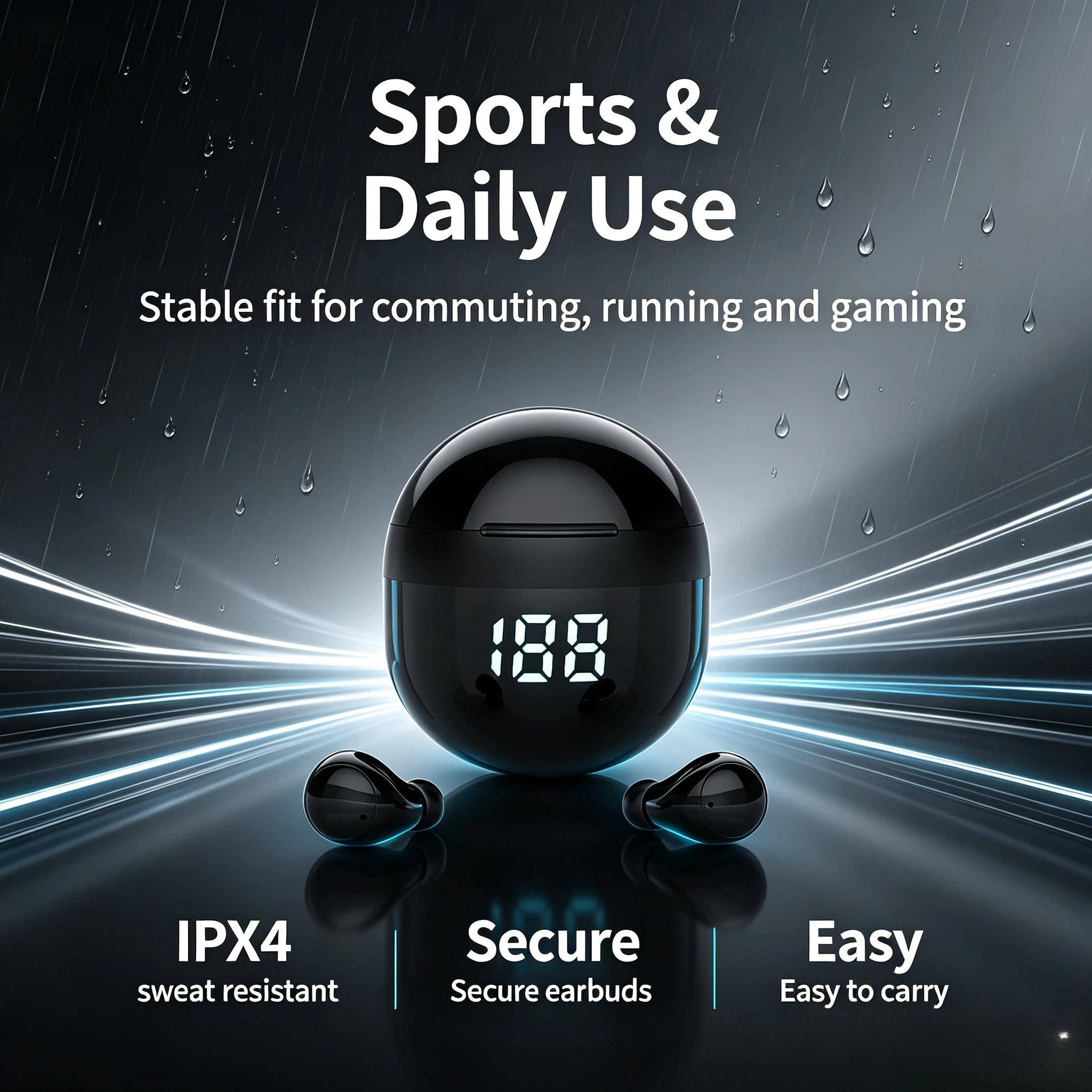 Upgraded TWS Wireless Earbuds Ultra‑Noise Canceling Gaming Headphones Low Latency Low Power Consumption with LED Digital Display