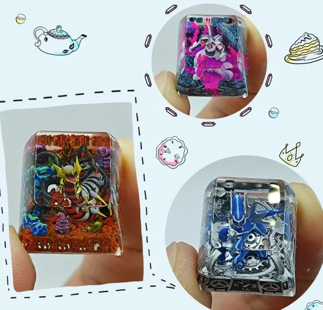 

Pokemon Anime Character Keycap Mechanical Keyboard ResinTransparent Stereoscopic Keycap Legendary Bird Legendary Beasts Giratina