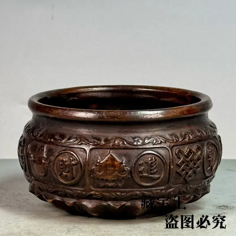 Old Handmade Eight Blessings All Copper Cornucopia Attract Wealth and Treasure Gather Fortune Ensure Prosperity  Protect House