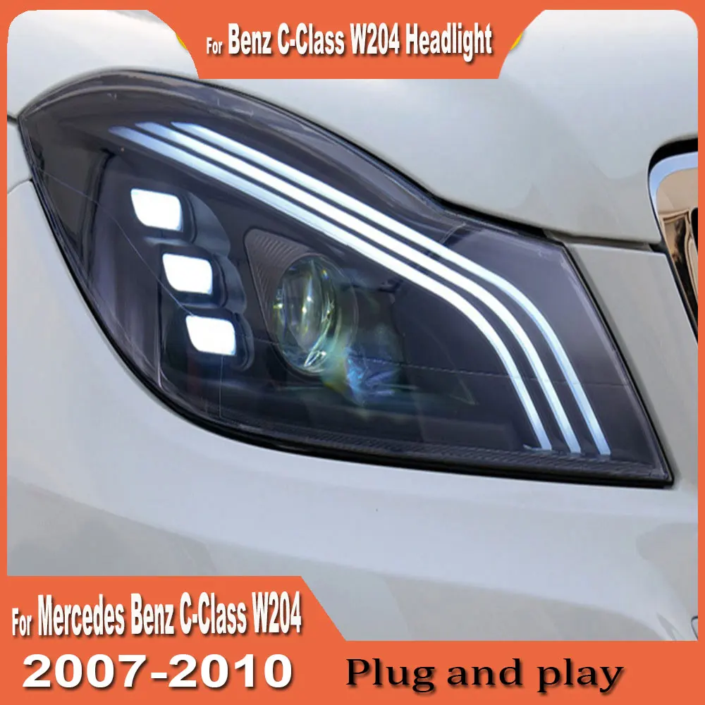 Car LED Front Lights For Benz C Class W204 Headlights 2007-2010 C260 C200 LED Headlight DRL Turn Signal Modified Car Accessories