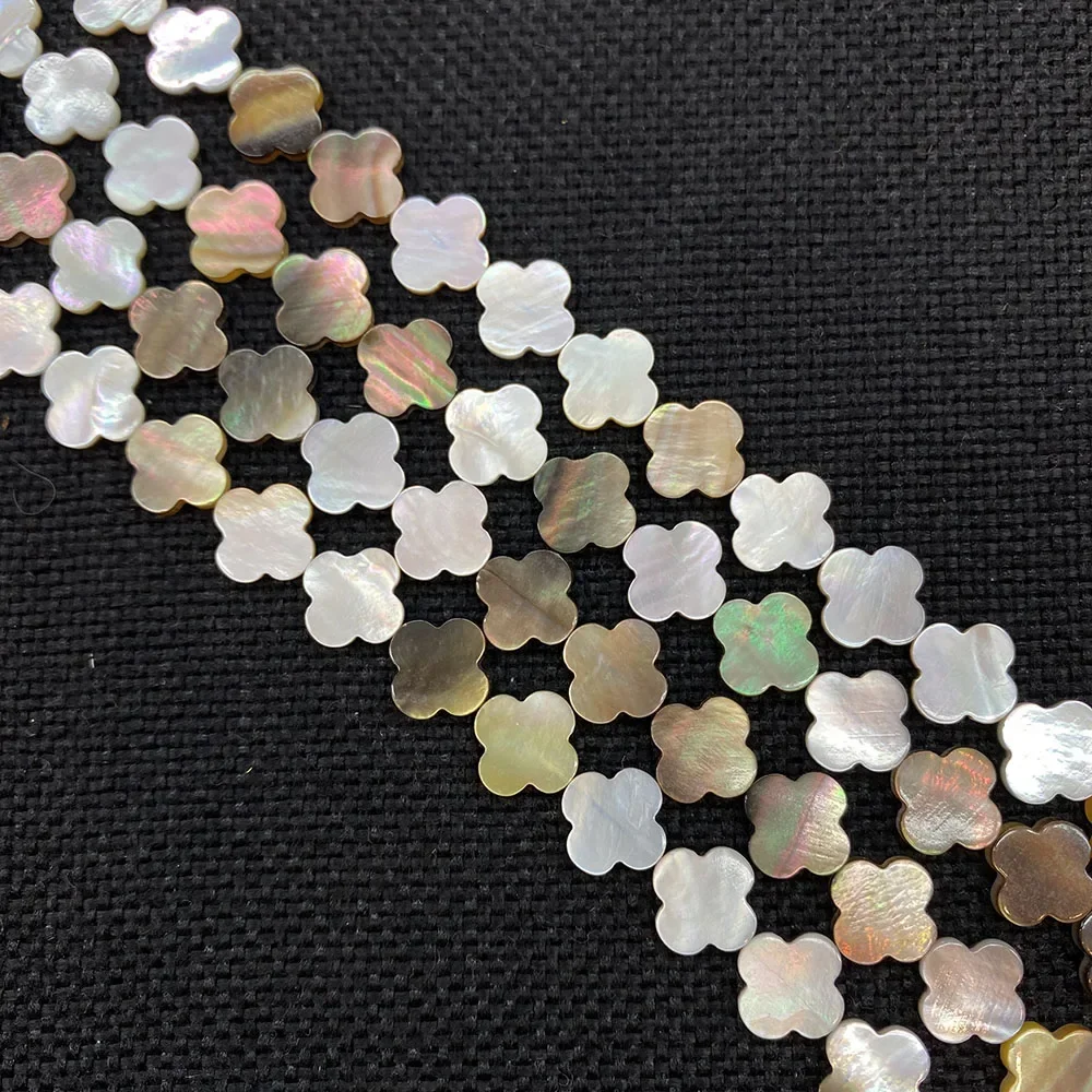 High Quality Natural Shell Loose Beads Strand Black Color Flower Shape Clover DIY for Making Bracelets Earrings Necklace
