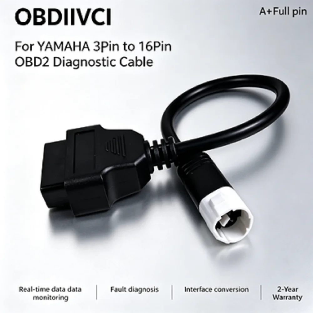 Motorcycle 3Pin to OBD2 16Pin Diagnostic Adapter Cable For YAMAHA Fault Code Reader Scanner Connector
