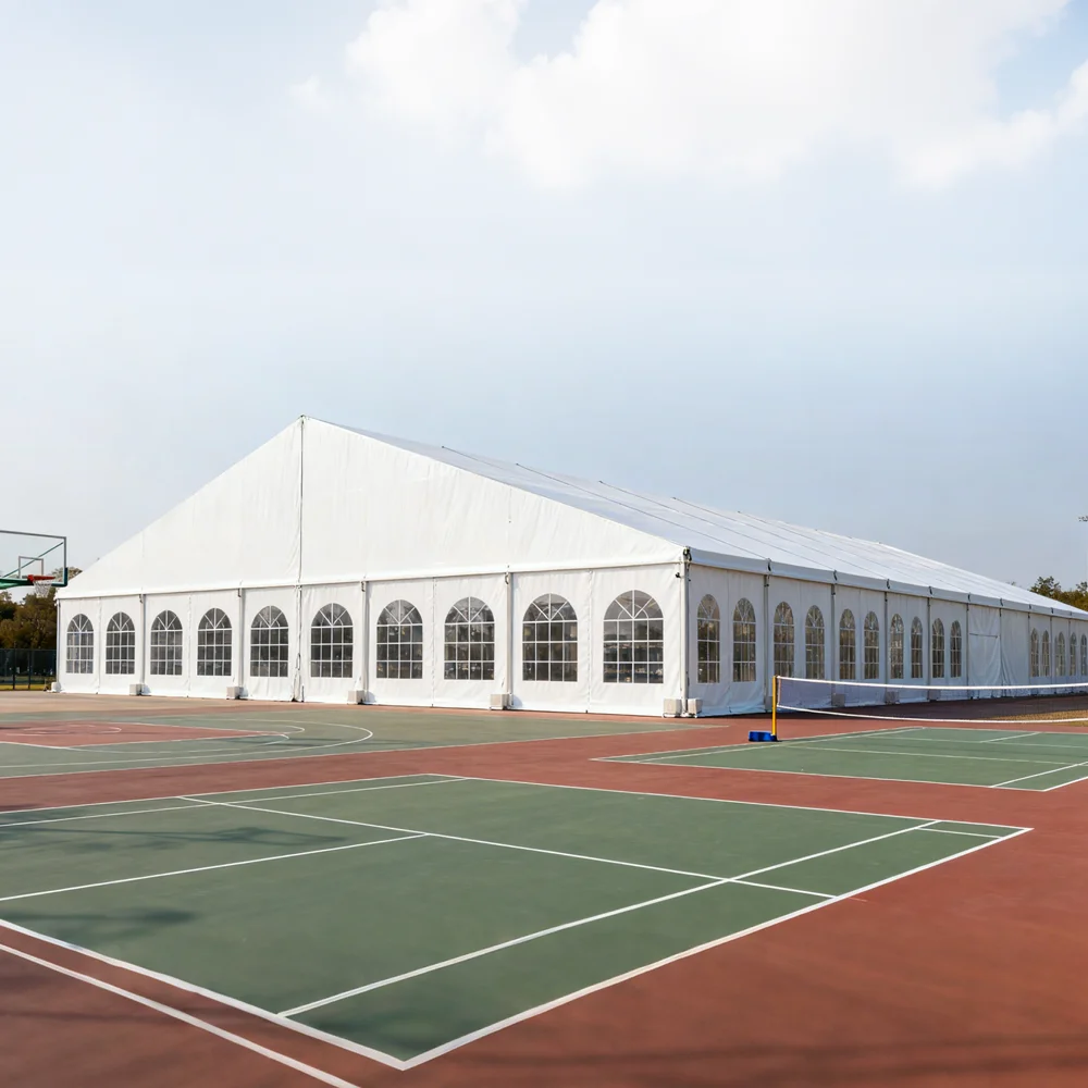 Custom Large Clear Span Sports Marquee Tent Aluminum Frame Basketball Court Indoor Stadium Training Venue Tent Design