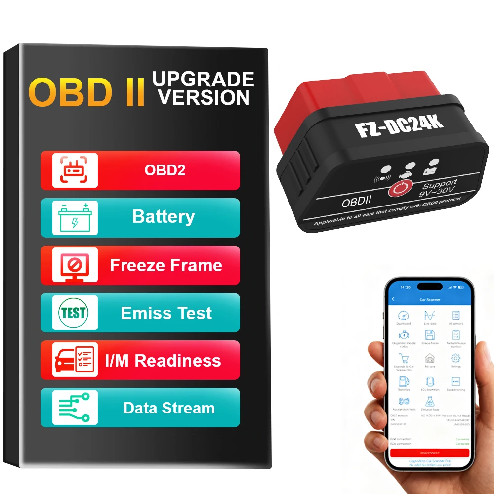 

Автоматический сканер OBD II AM2 Code Reader Bluetooth Smart OBD2 Инструмент диагностики неисправностей автомобиля Читать очистить коды неисправностей Многофункциональный