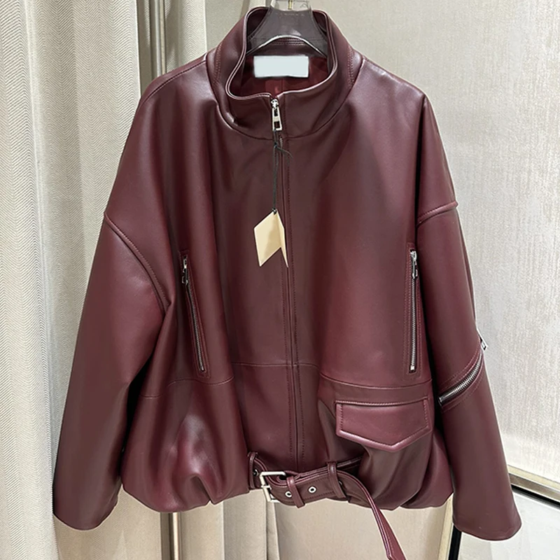 

2024 New Outerwear Top Quality Hardware Genuine Leather Coat Women's Jackets High Street Tide Women Clothing