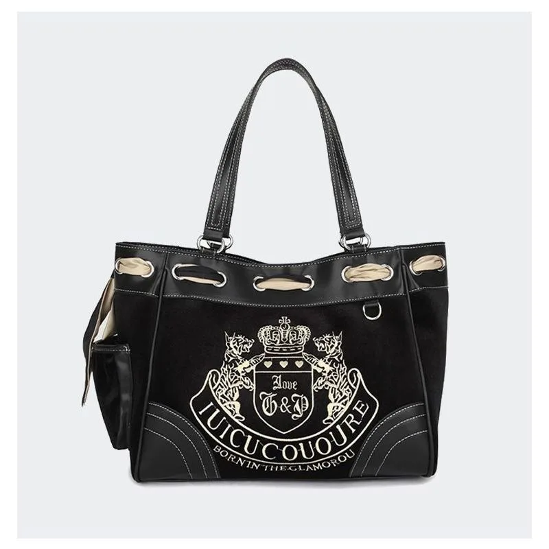 Korean Version Retro Embroidery Printed Tote Bag Large Capacity Female Niche Class Commute Portable Messenger Shoulder Bag