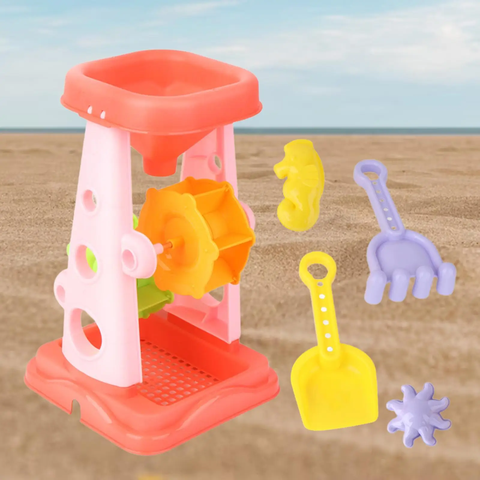 Sand and Water Wheel Toy Funny Shovel Rake Animal Molds Lightweight Colorful Beach Toy for Sandbox Indoors Pool Outdoor Kids