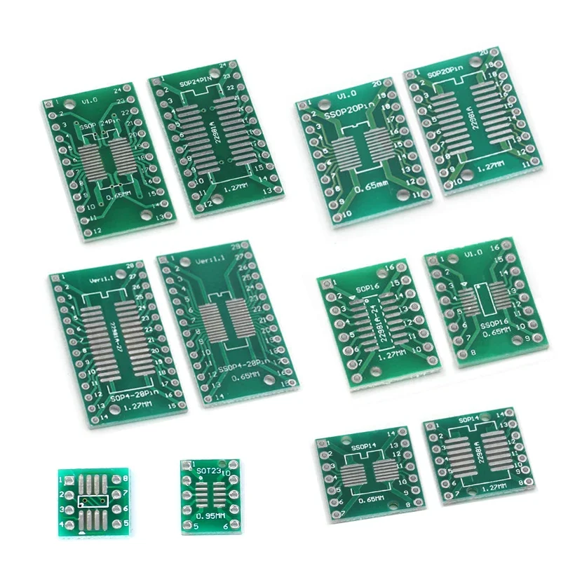 10PCS PCB Board Kit SMD Turn To DIP Adapter Converter Plate SOP MSOP SSOP TSSOP SOT23 8 10 14 16 20 28 SMT To DIP