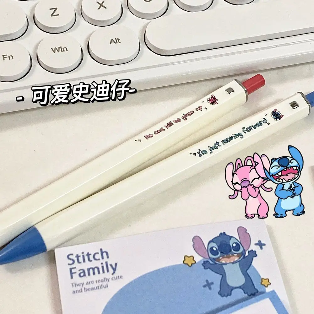 Disney-Creative Cartoon Stitch Neutral Pen, Kawaii Minimalista Estudante Papelaria, Bonus Ferramenta de Escrita, Preto e Azul, Presente, Atacado, 0,5