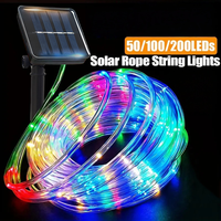 LED Solar Rope Lights Outdoor 50-200LEDs 8 Modes IP54 Waterproof String Lights for Garden Christmas Halloween Weddings Decor