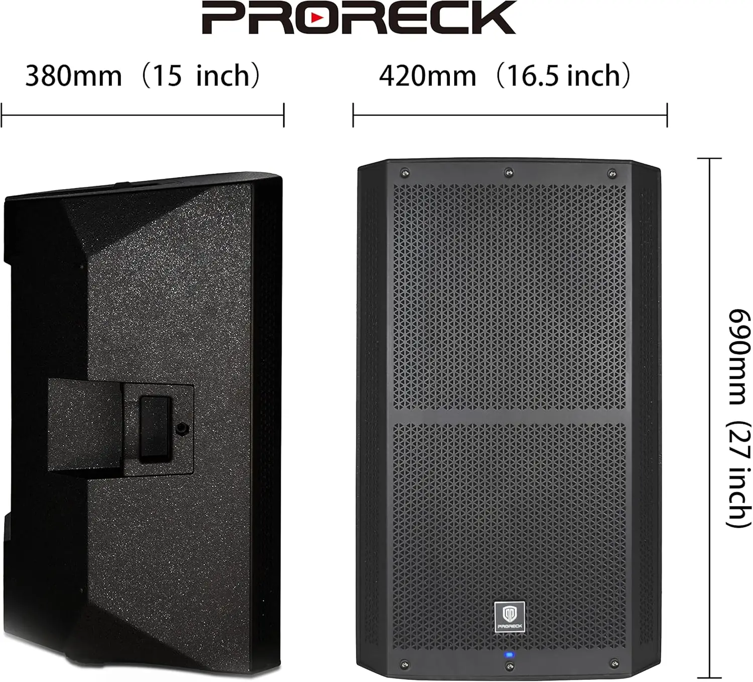 PRORECK SP-15 15-Zoll 1400 W P.M.P.O Stereo-Bühnenmonitor, 3-Kanal-Eingänge PA-Lautsprecher mit Bluetooth/DSP-Prozessor