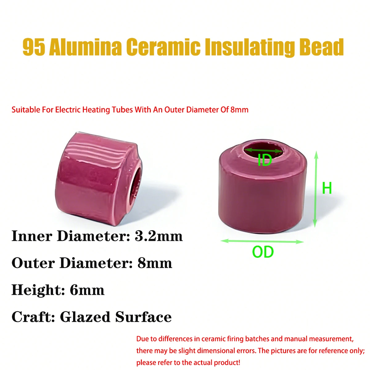50-100pcs 95 Alumina Ceramic Insulating Beads, High-Temp Resistant Spacers for Electric Heating Tubes
