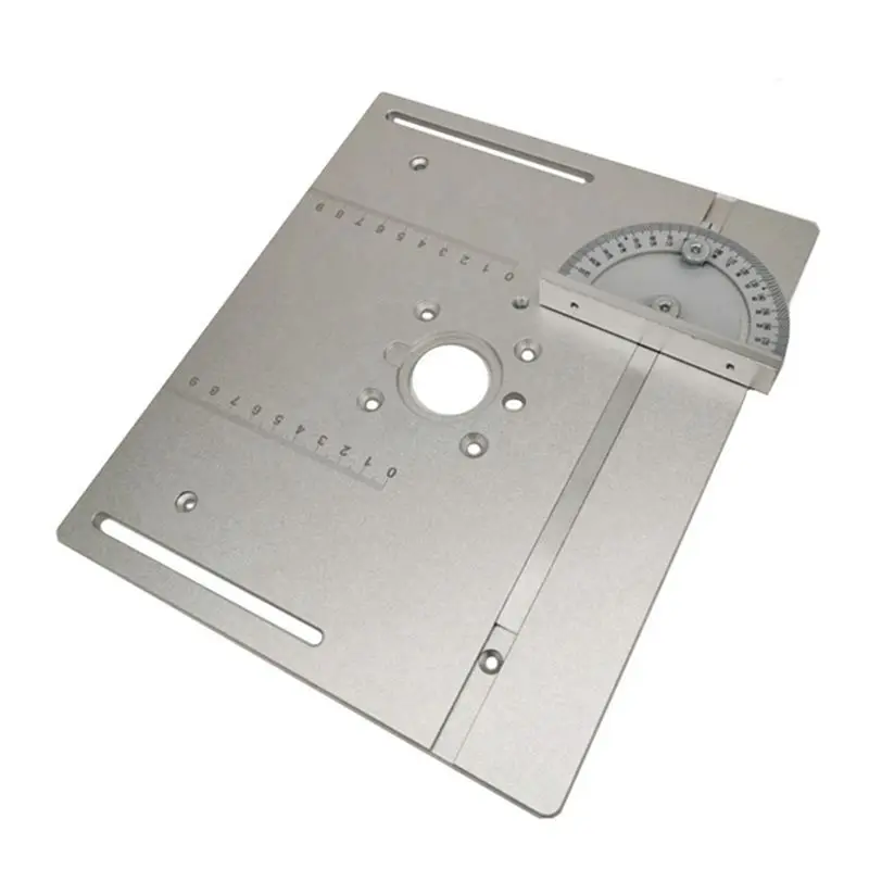 M12K-Router Table Insert Plate Miter Gauge For Woodworking Benches Table Saw Multifunctional Trimmer Engraving Machine-Silver