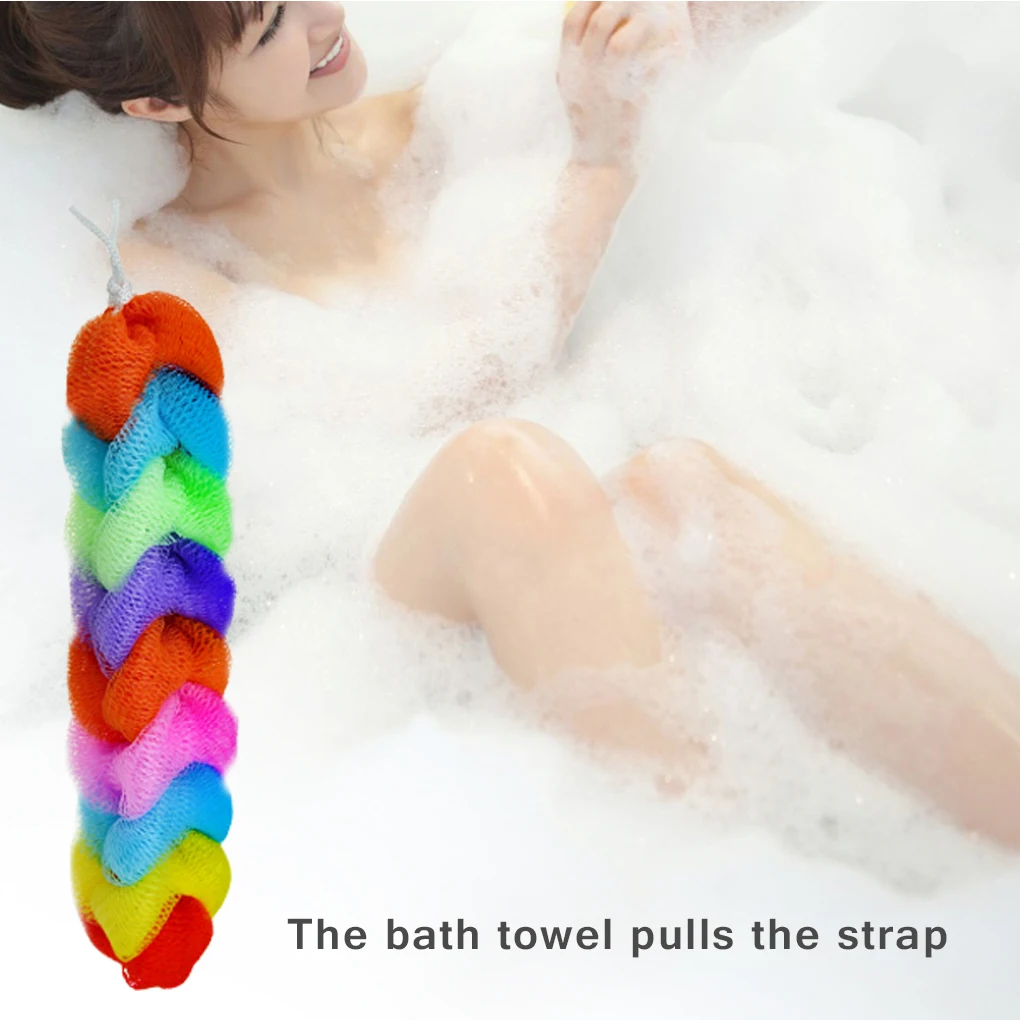 Bath Shower Body Exfoliating Bath Sponge Scrub Mesh Net Massage Towel Back Scrubber Color Random