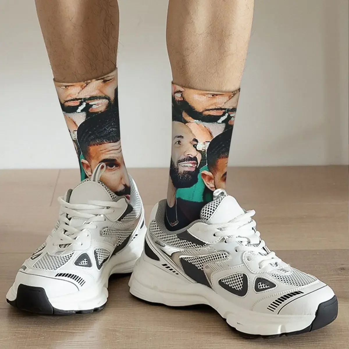 Drake-calcetines de Collage Harajuku para hombre y mujer, medias largas de alta calidad, accesorios para todas las estaciones, regalo de cumpleaños