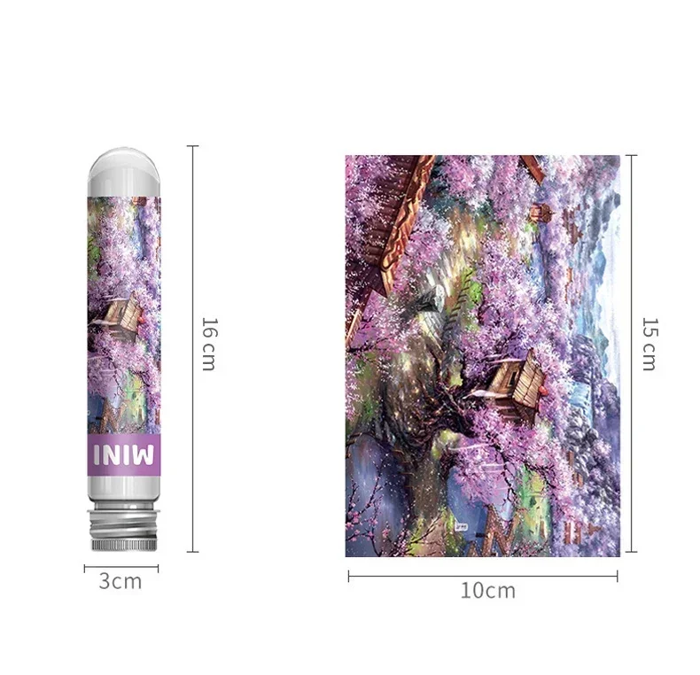 150PCS Mini Test Tube Jigsaw Puzzle Cherry Blossom Villa  for Adult Decompression Toys Game Family Educational Toys