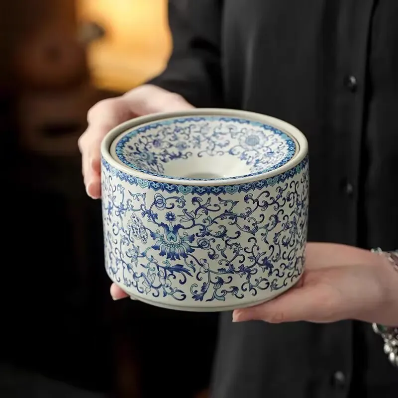 

Керамическая пепельница в китайском стиле с крышкой, украшение для дома, гостиной, офиса, аксессуары для мытья чая, пепельница с защитой от лета, 1 шт.