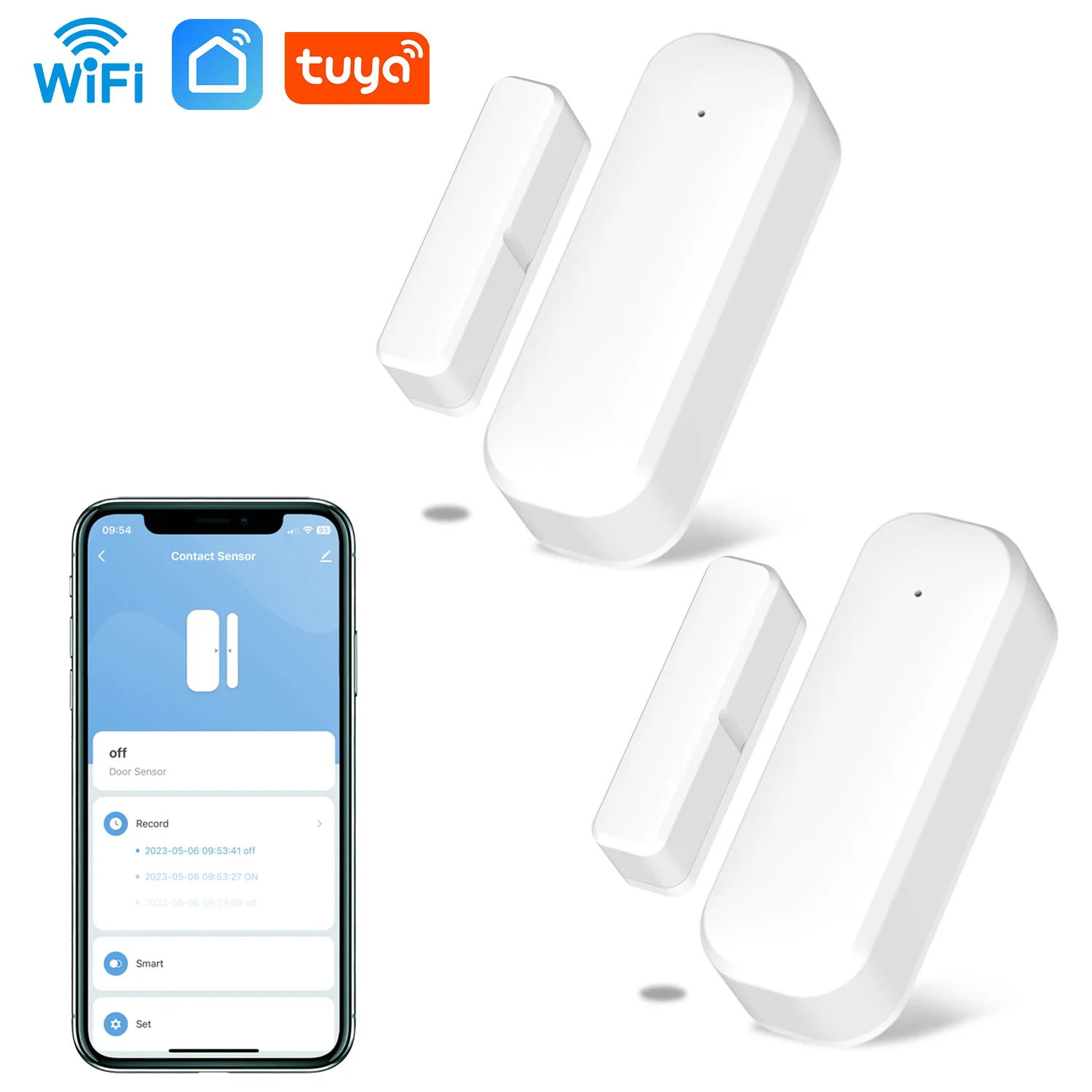 

Датчик открытия двери/окна Tuya WiFi Smart Life, магнитный датчик сигнализации, защита от взлома, работает с Alexa и Google Home