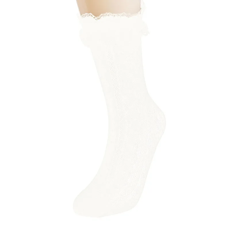 Korean Spring/Summer Thin LolitaLaceLaceSocks with High ElasticityBreathabilitySweat AbsorptionStretchableFashionable Mid Socks