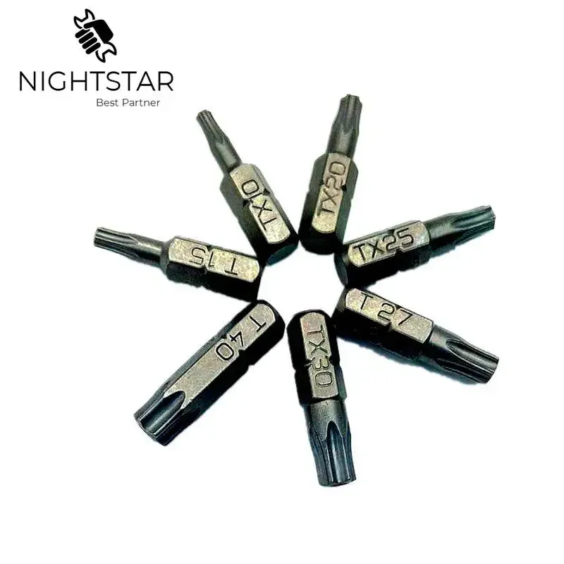 7Pcs Set Star Bit Screwdriver Drill Bits Screw Driver Magnetic T10 T15 T20 T25 T27 T30 T40mm Torx Screwdriver Head