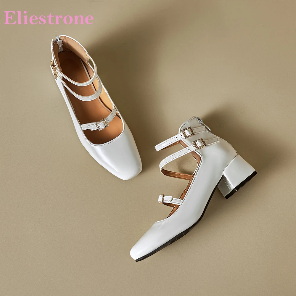 

2026 Comfortable White Women Pumps 4.5cm Med Square Heel Office Lady Dress Shoes Oversize Plus Small Big Size 10 32 46