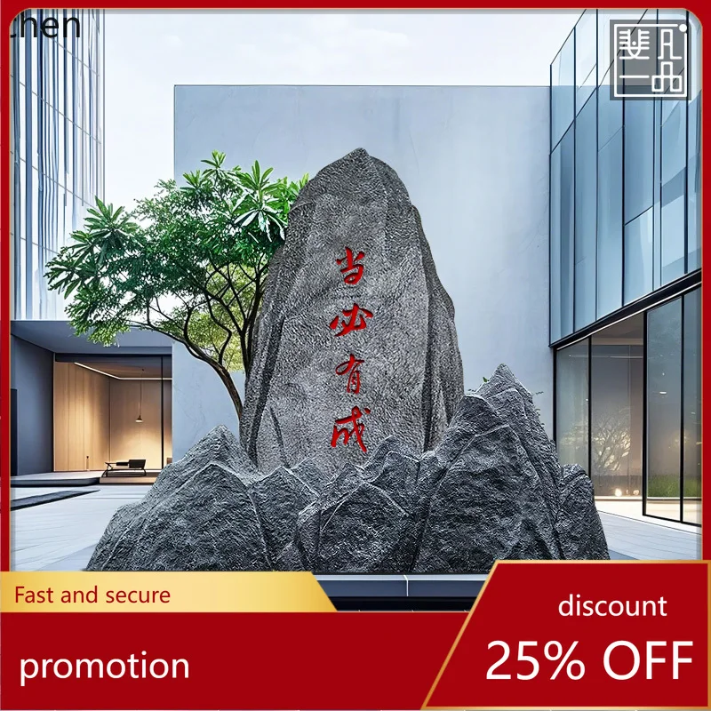 HT Landscaping Fiberglass Simulated Mountain Community Park Pool Black Mountain Stone Sales Office Lawn Scenery