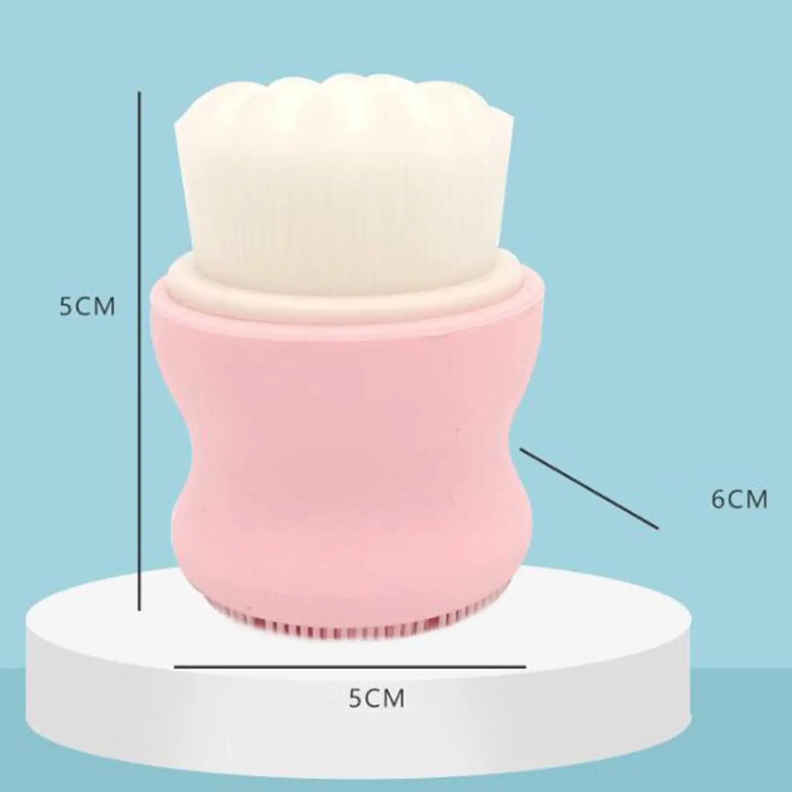 Dual Heads Facial Brush Soft Bristle and Exfoliating Silicone Pad ,One Sided Soft Bristles,Other Sided Silicone