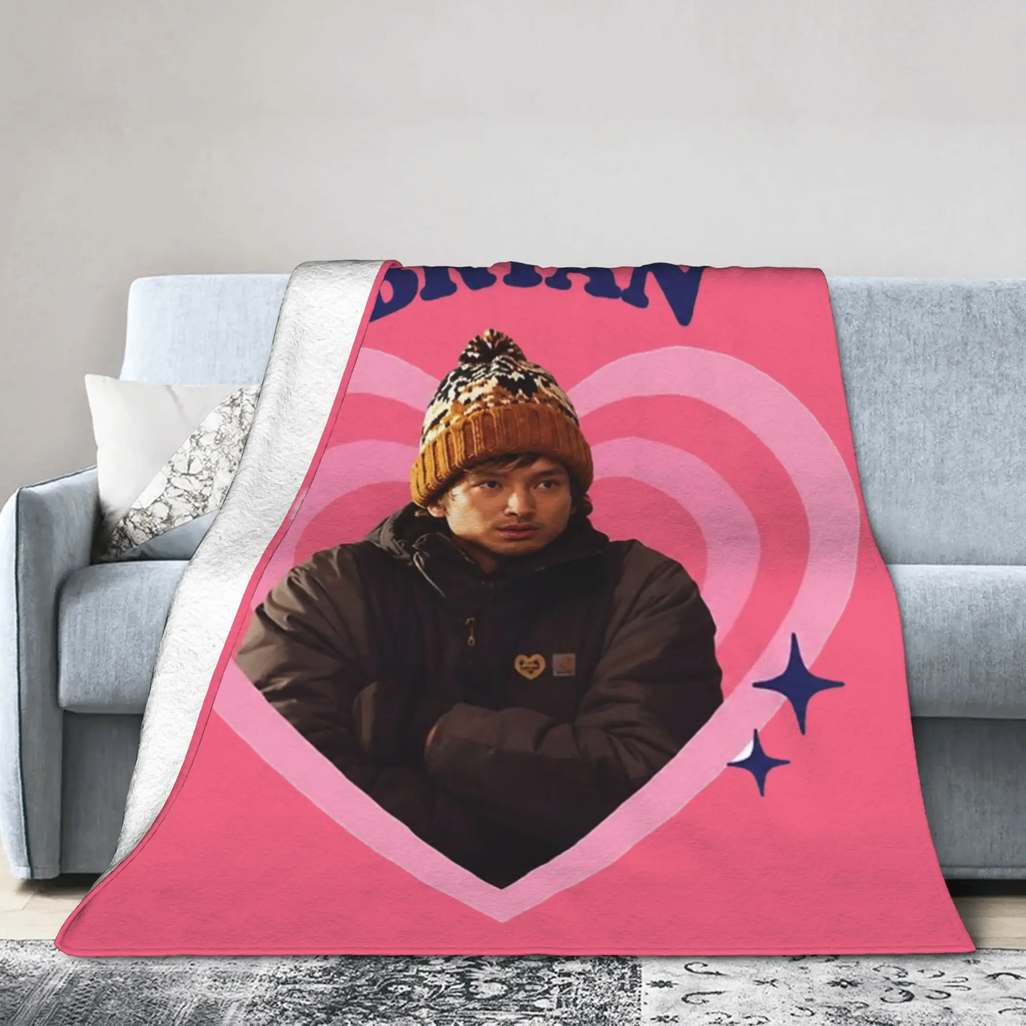 Bryan Reto Heart Austin Abrams Fleece Throw Blanket R-Residents Blankets for Sofa Office Soft Bedroom Quilt