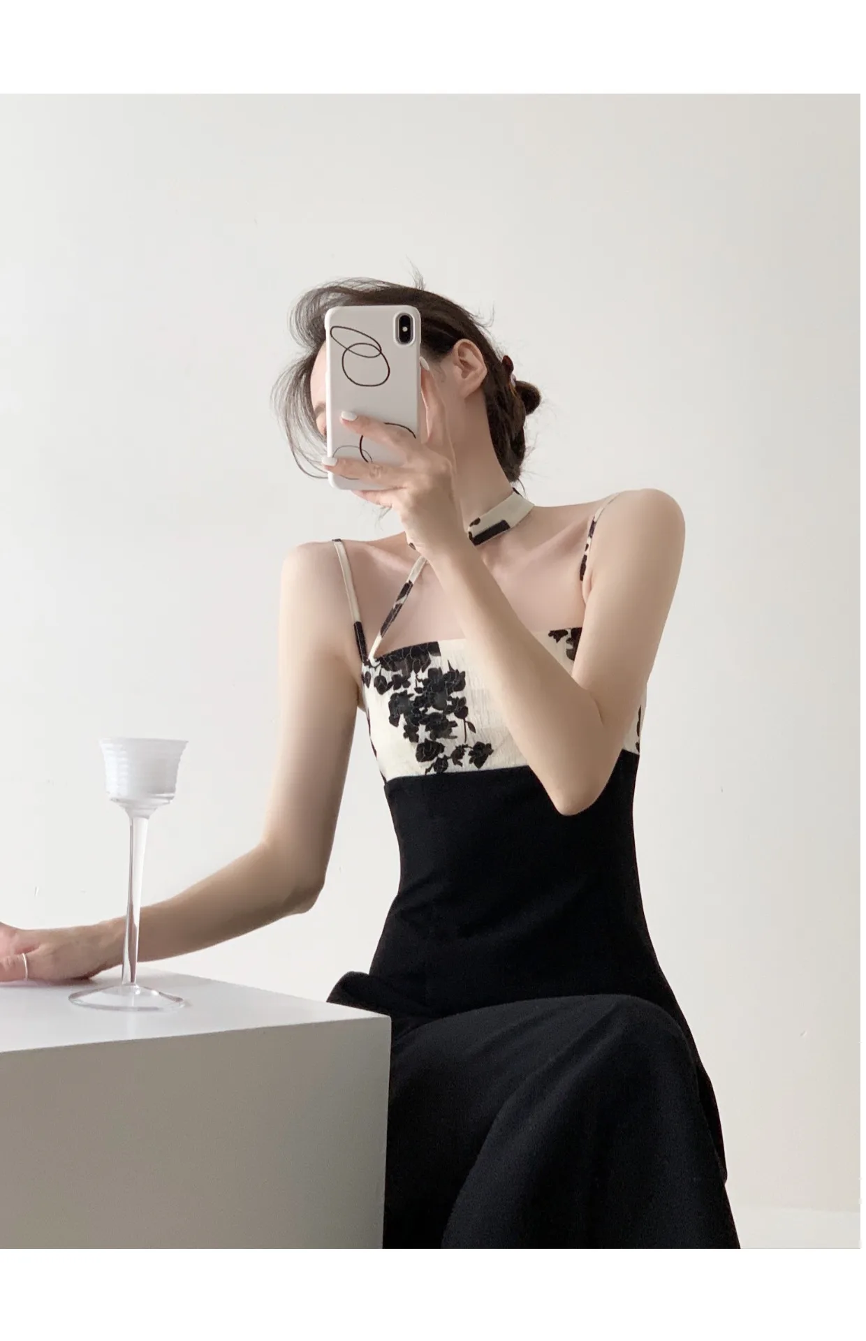 

RosEvans Retro New Chinese Chic Summer Dress Women Waist Slim Neck Collar Sleeveless Suspender Dress for Women Sexy Dress