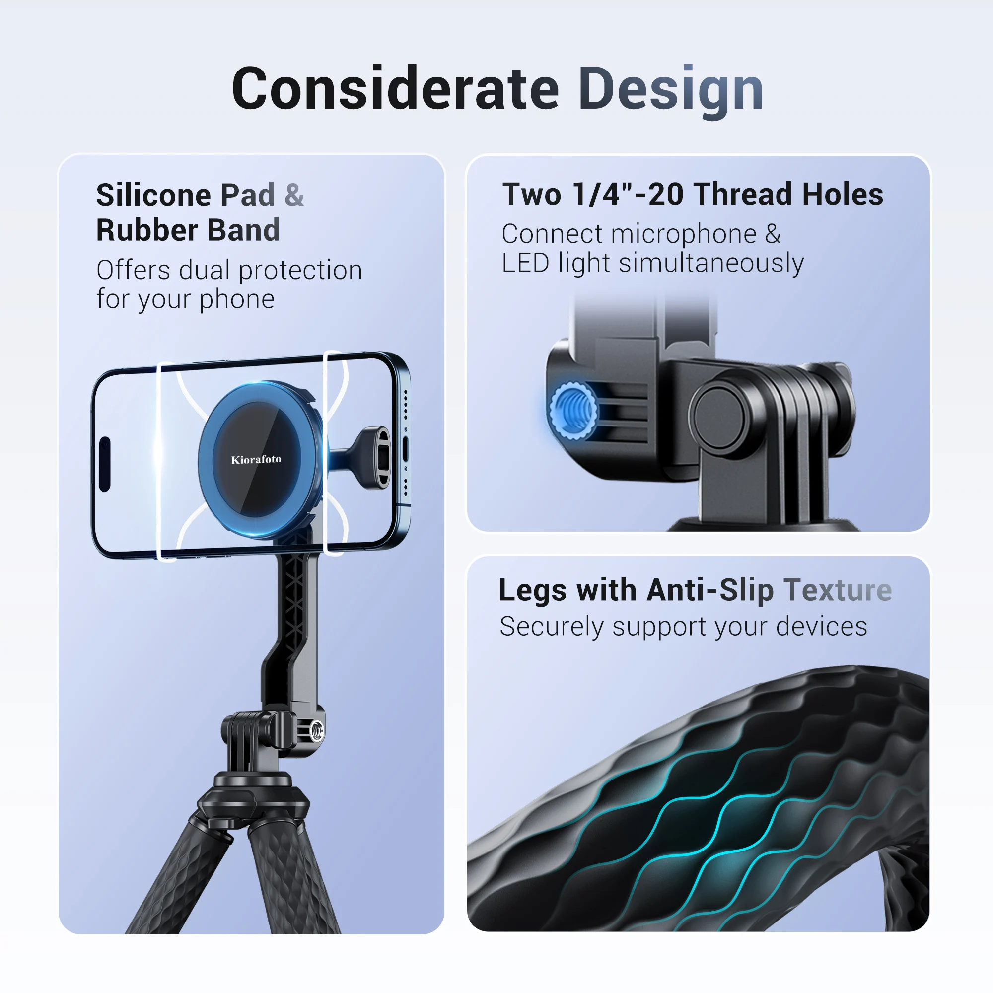 Extended Magnetic Flexible Bendable Octopus Tripod Holder Stand Mount for Magsafe &Android &Compact Camera & GoPro Travel Selfie