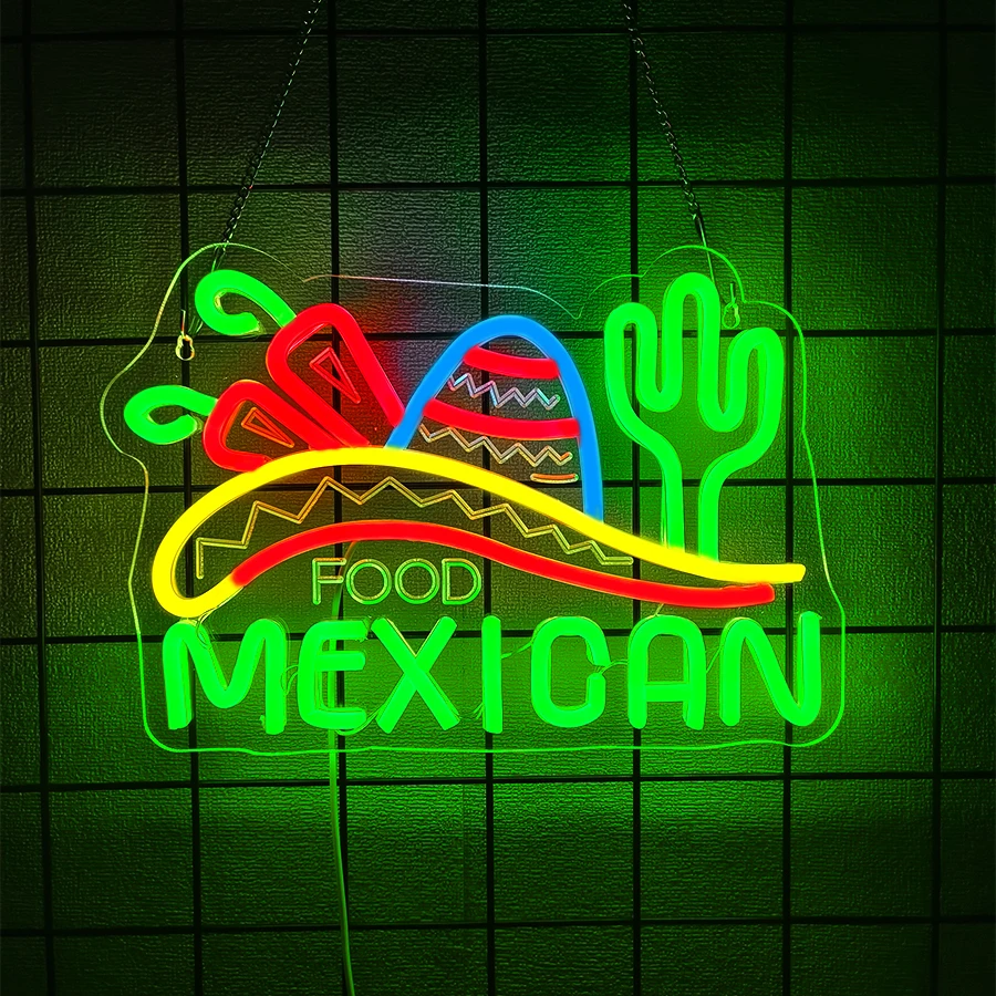 Food Mexican Neon Sign For Wall Decor,Led Neon Light For Kitchen,Business Mexico Restaurant,Fast Food Shop/Truck,Bar,USB Powered