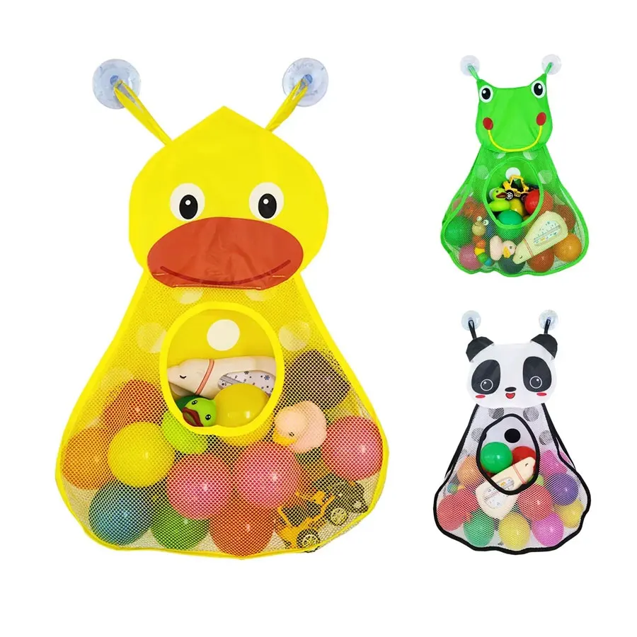 Quick Drying Bathroom Mesh Bag Children's Bathroom Toy Cartoon Storage Hanging Bag Kitchen Multifunctional with Suction Cup