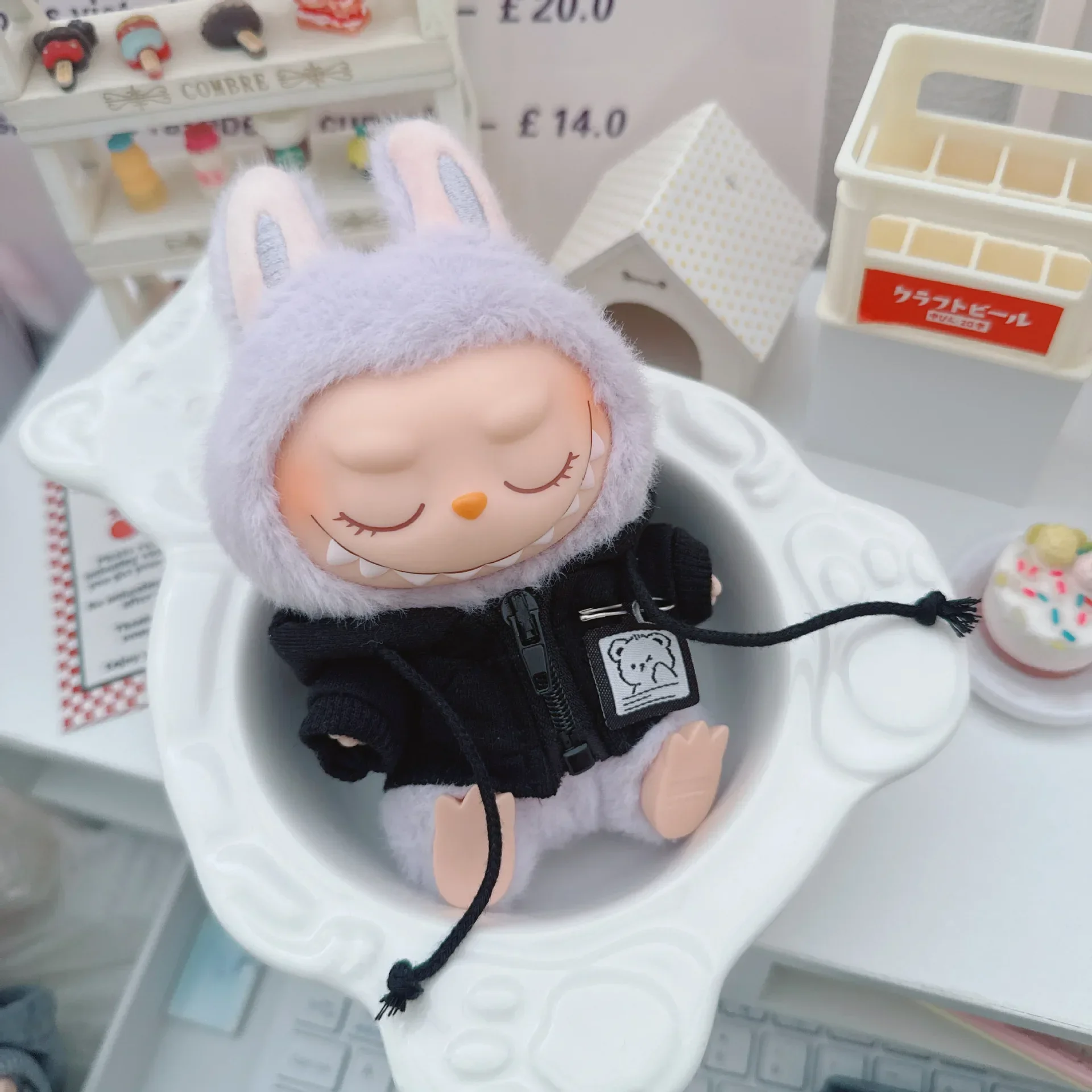 

For 17cm Labubu V1V2V3 Doll Clothing Fashion Hoodie and Pants Set Korean Idol Trendy DIY Doll Clothing Accessories Toy Gift