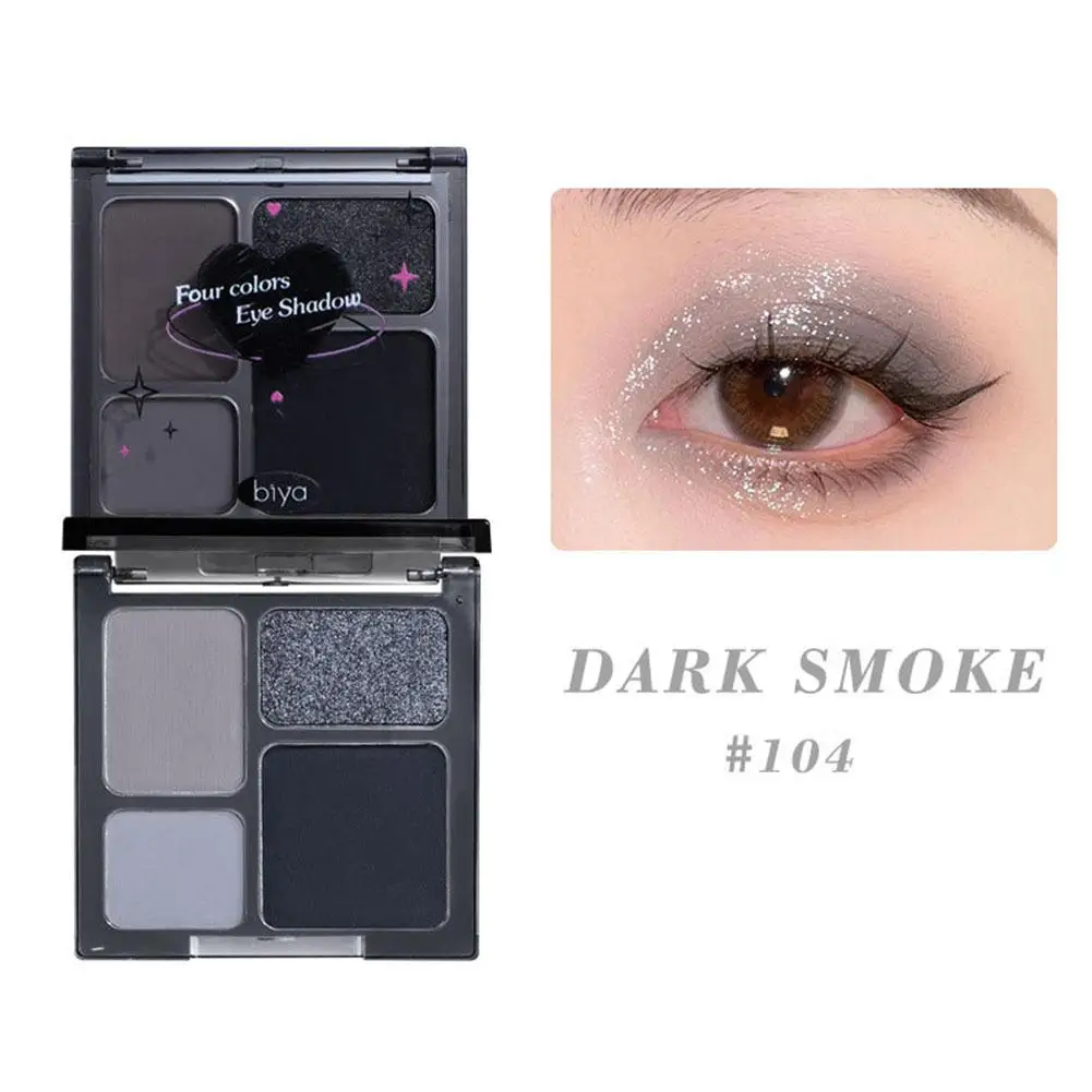 อายแชโดว์สีฟ้าสีม่วง Smoky อายแชโดว์อายแชโดว์ 4 Eye ผู้หญิง Matte Glitter อายแชโดว์เครื่องสําอาง Shadows สี Matte L9L7