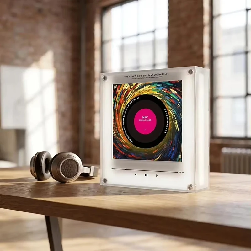 Magnetic Nfc Music Fridge Sticker Lamp Auto Play Song By Touching Nfc Disc Led Night Light Vinyl Record Home Decorative Ornament